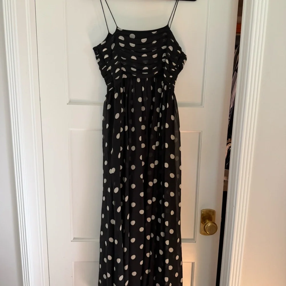 DÔEN Maryanna bow-detailed ruched polka-dot silk-georgette midi dress NWT - Picture 9 of 10